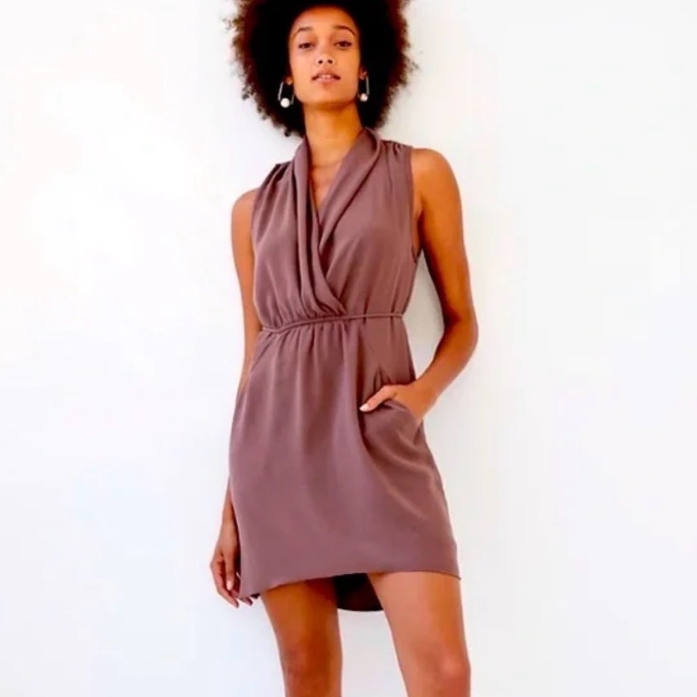 Wilfred Sabine Draped Brown Mini Dress XS